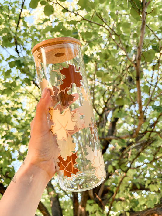 Fall Leaf 20oz Glass Tumbler